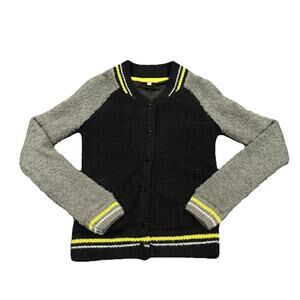 Princess Vera Wang XS Lined Knit Cardigan Jacket Black Gray Yellow Button